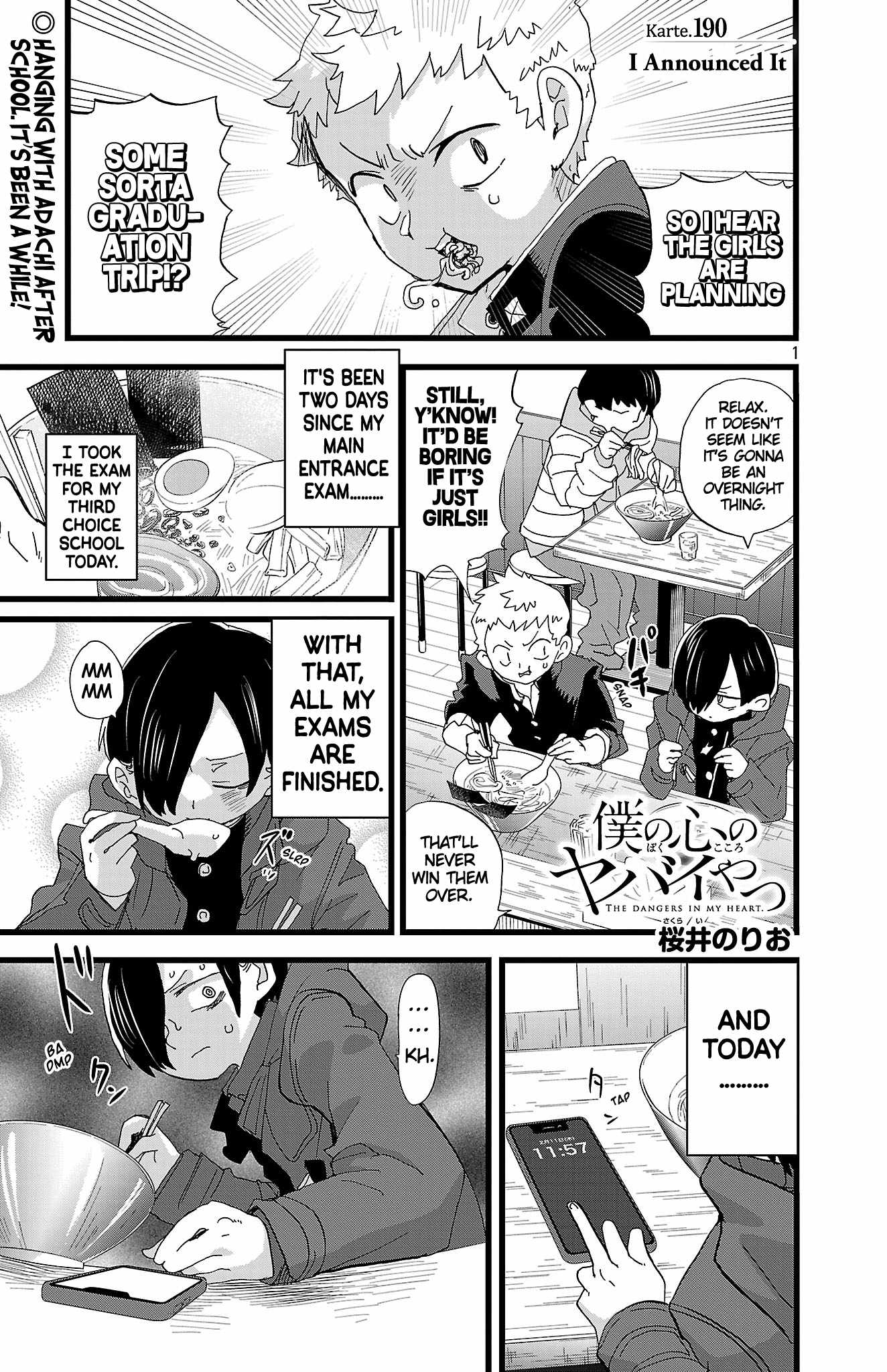 Boku No Kokoro No Yabai Yatsu Chapter 190 page 2