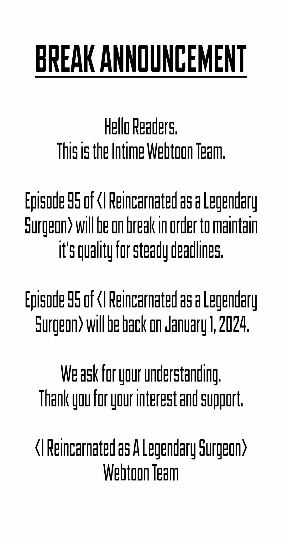 I Reincarnated as a Legendary Surgeon Chapter 94.5 page 1