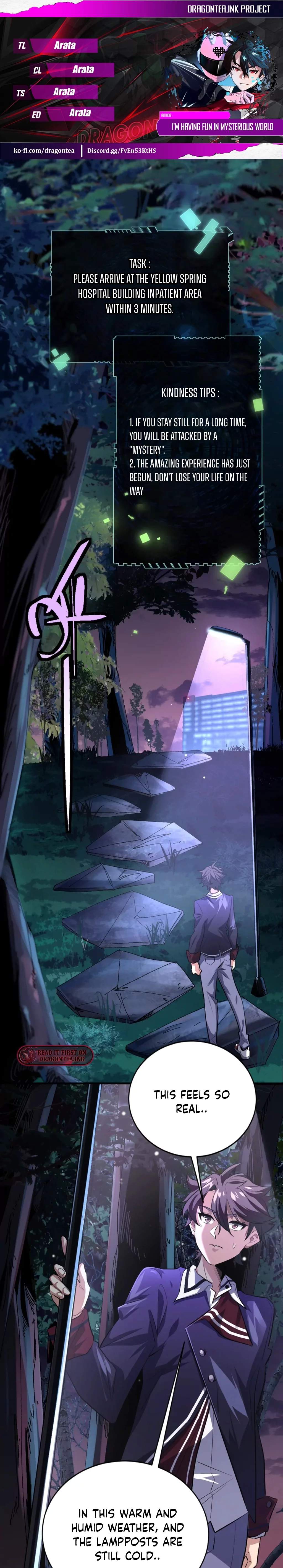 I’m Having Fun In The World of Mysteries Chapter 1 page 1