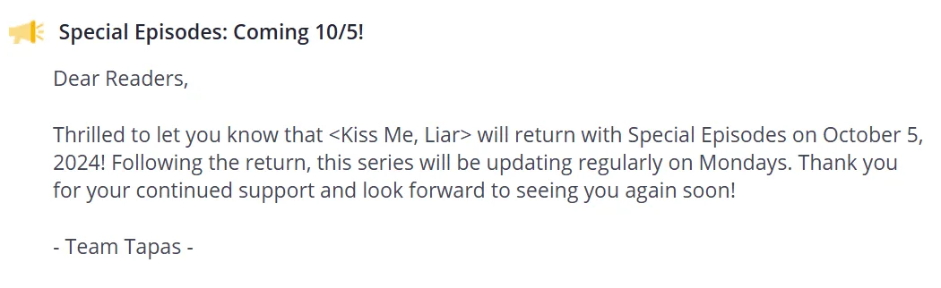 Kiss me, Liar Chapter 48.5 page 1
