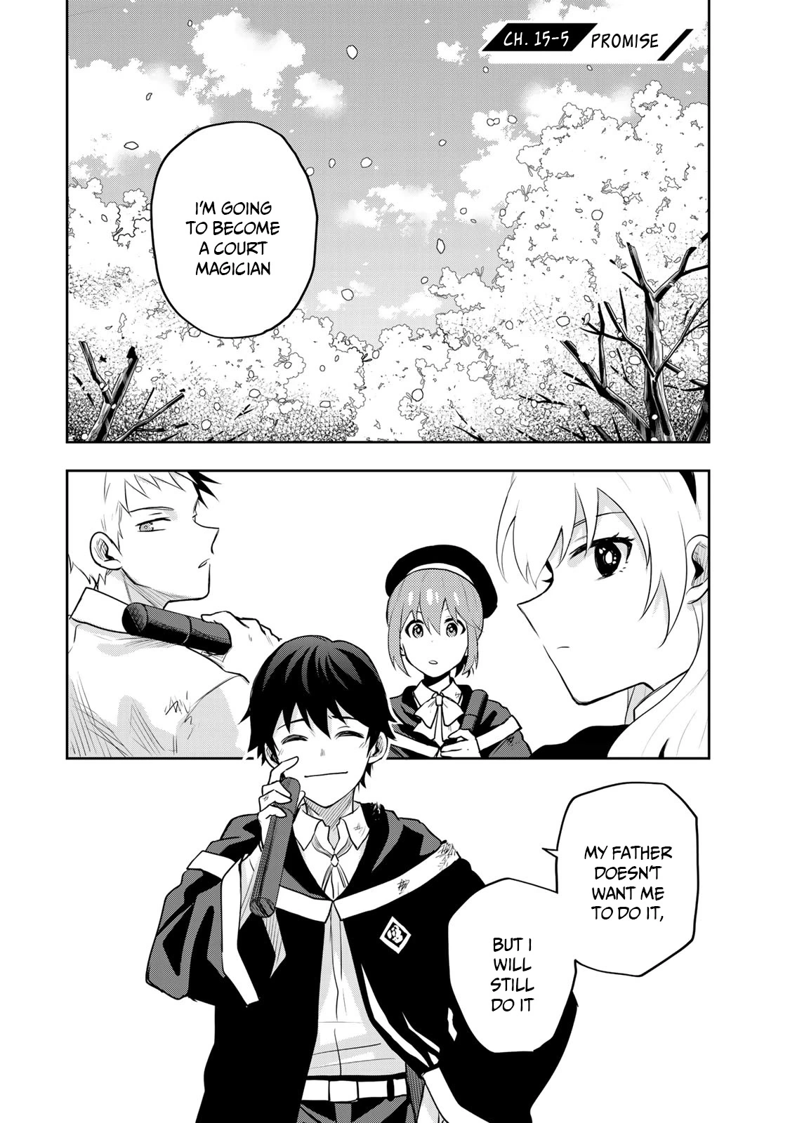 Mikata ga Yowasugite Hojo Mahou ni Tesshiteita Kyuutei Mahoushi, Tsuihou Sarete Saikyou wo Mezashimasu Chapter 15.5 page 2