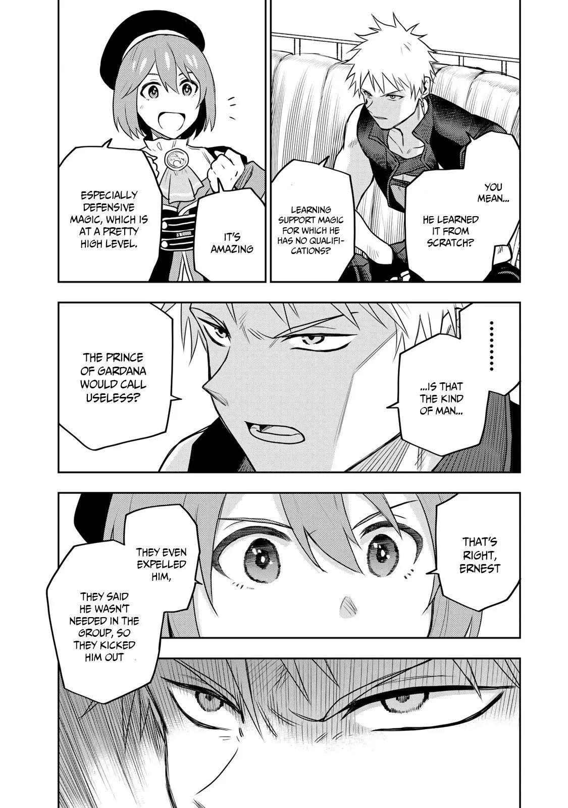Mikata ga Yowasugite Hojo Mahou ni Tesshiteita Kyuutei Mahoushi, Tsuihou Sarete Saikyou wo Mezashimasu Chapter 5 page 12
