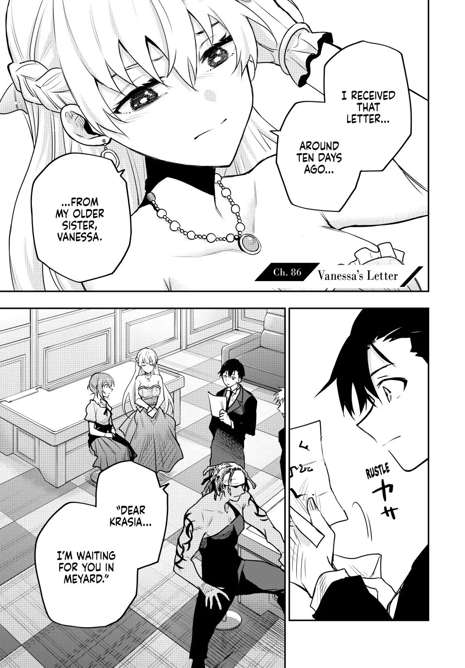 Mikata ga Yowasugite Hojo Mahou ni Tesshiteita Kyuutei Mahoushi, Tsuihou Sarete Saikyou wo Mezashimasu Chapter 86 page 1