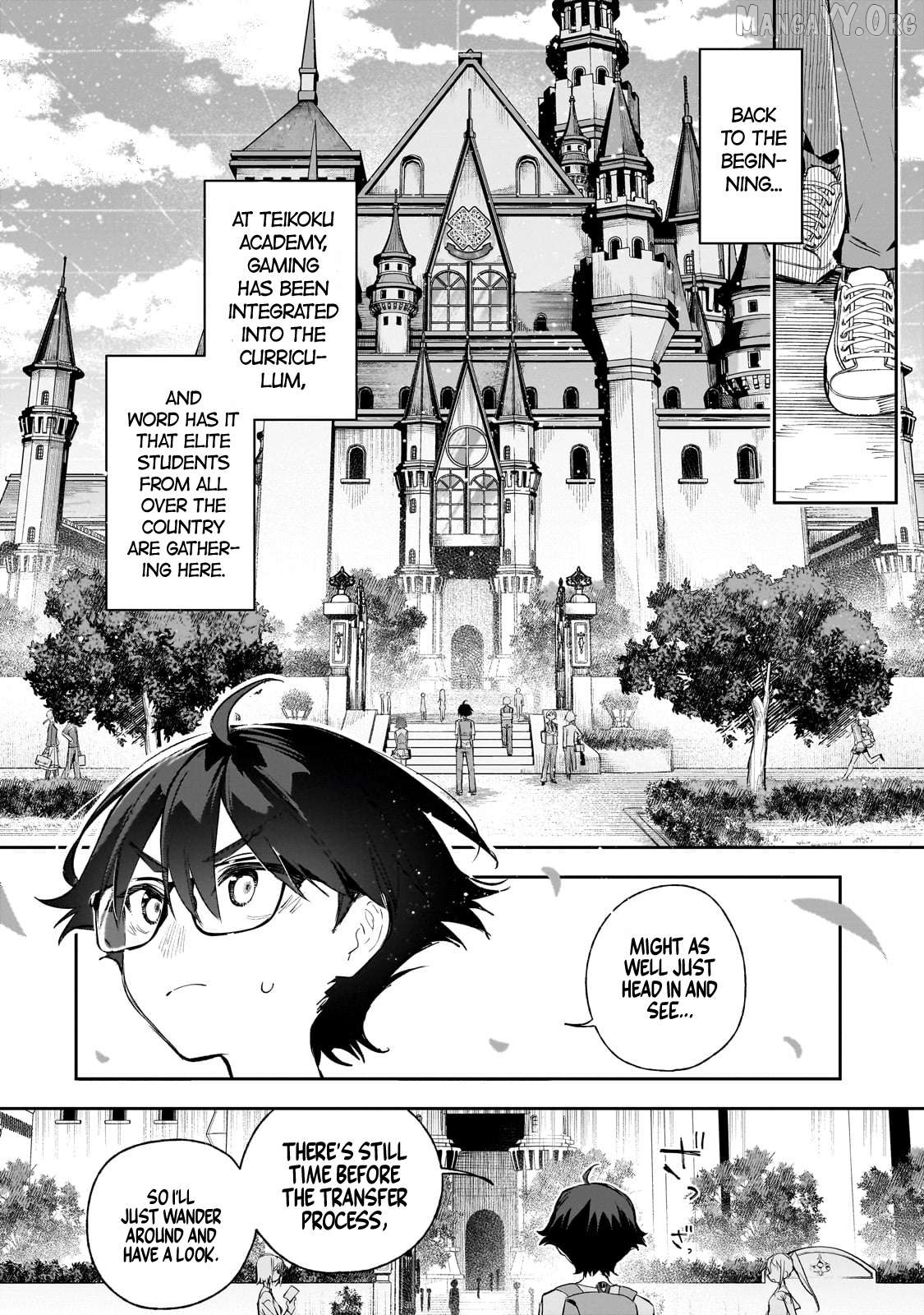 Ore wa Gakuen Zunou Battle no Ensyutsuka!: Jishou Mob ga Kage kara Egaku Saikyou Shujinkou Musou Scenario Chapter 1 page 22