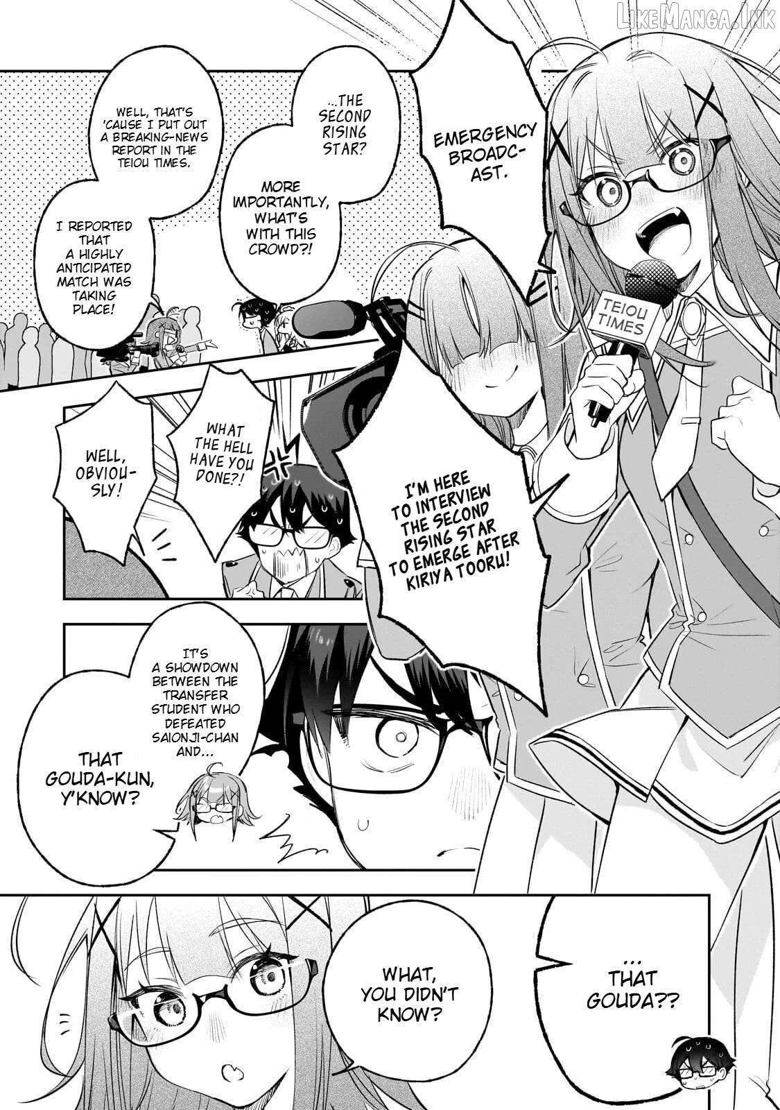 Ore wa Gakuen Zunou Battle no Ensyutsuka!: Jishou Mob ga Kage kara Egaku Saikyou Shujinkou Musou Scenario Chapter 6 page 26