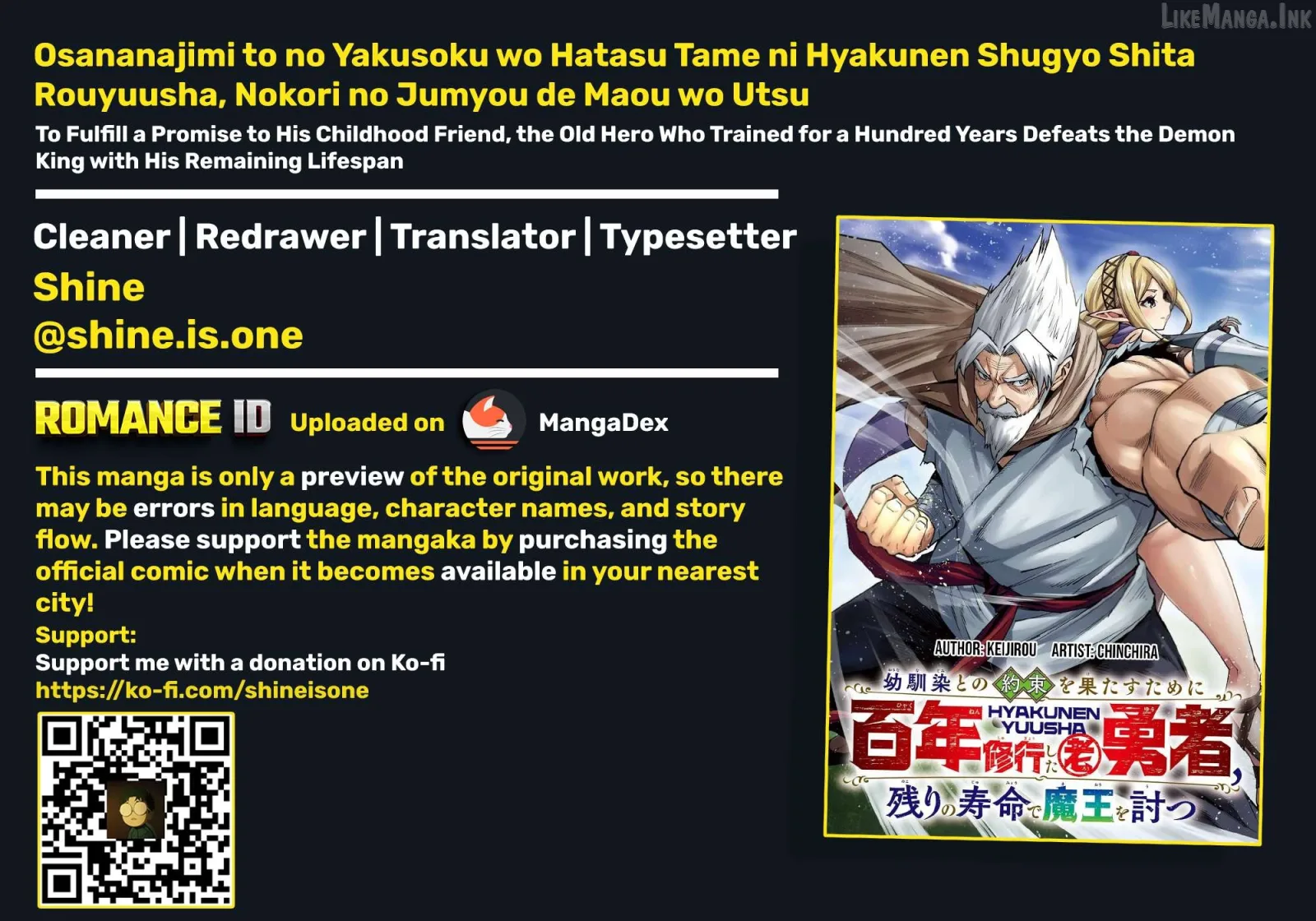 Osananajimi to no Yakusoku wo Hatasu Tame ni Hyakunen Shugyo Shita Rouyuusha, Nokori no Jumyou de Maou wo Utsu Chapter 3 page 1