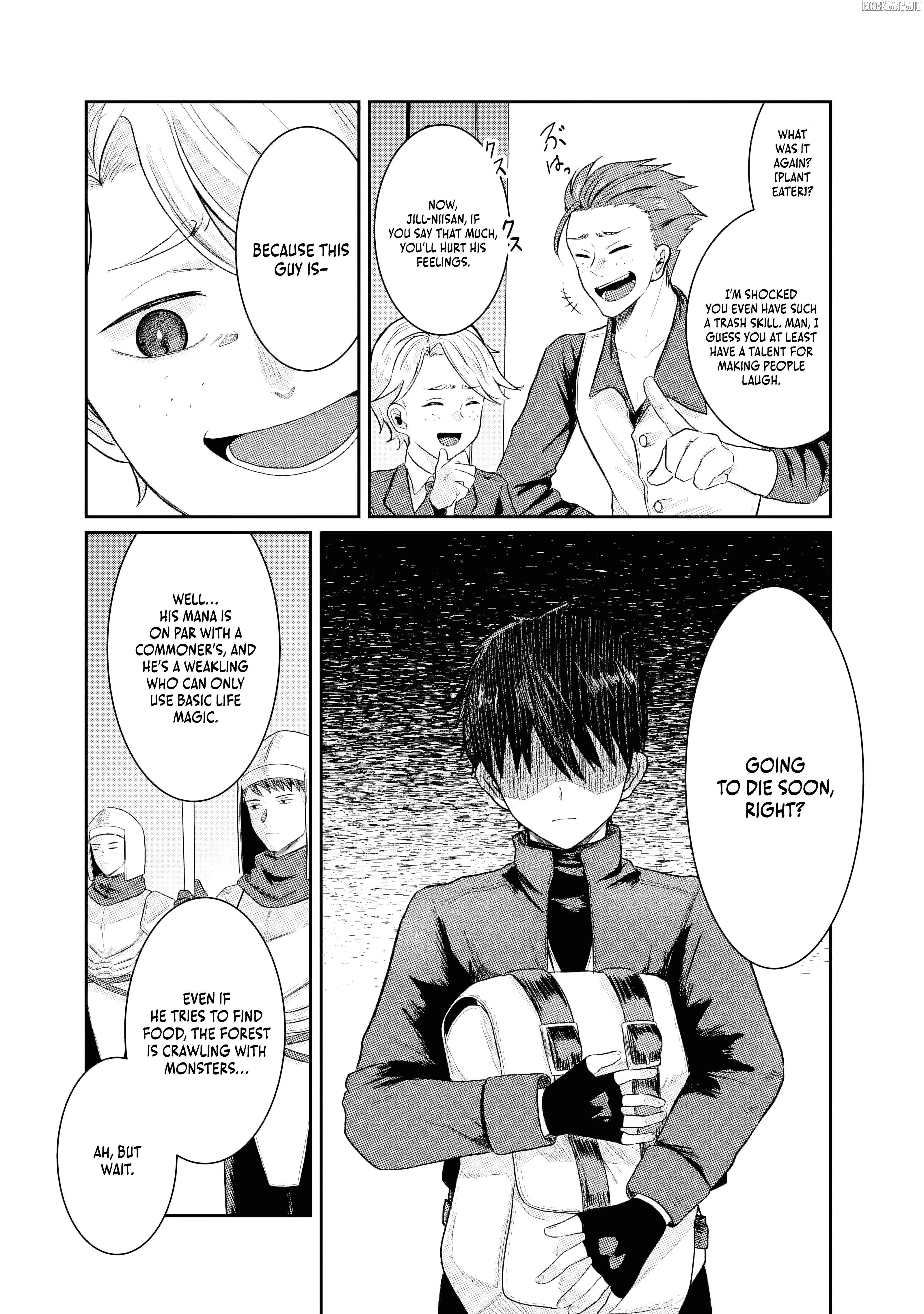"Sono Hen no Kusa demo Kuttoke" to Tsuihou Sareta Munou Skill [Shokubutsugui] Mochi Tenseisha, Elf no Sato de Maboroshi no Shokubutsu o Tabete Musou Suru Chapter 1 page 8