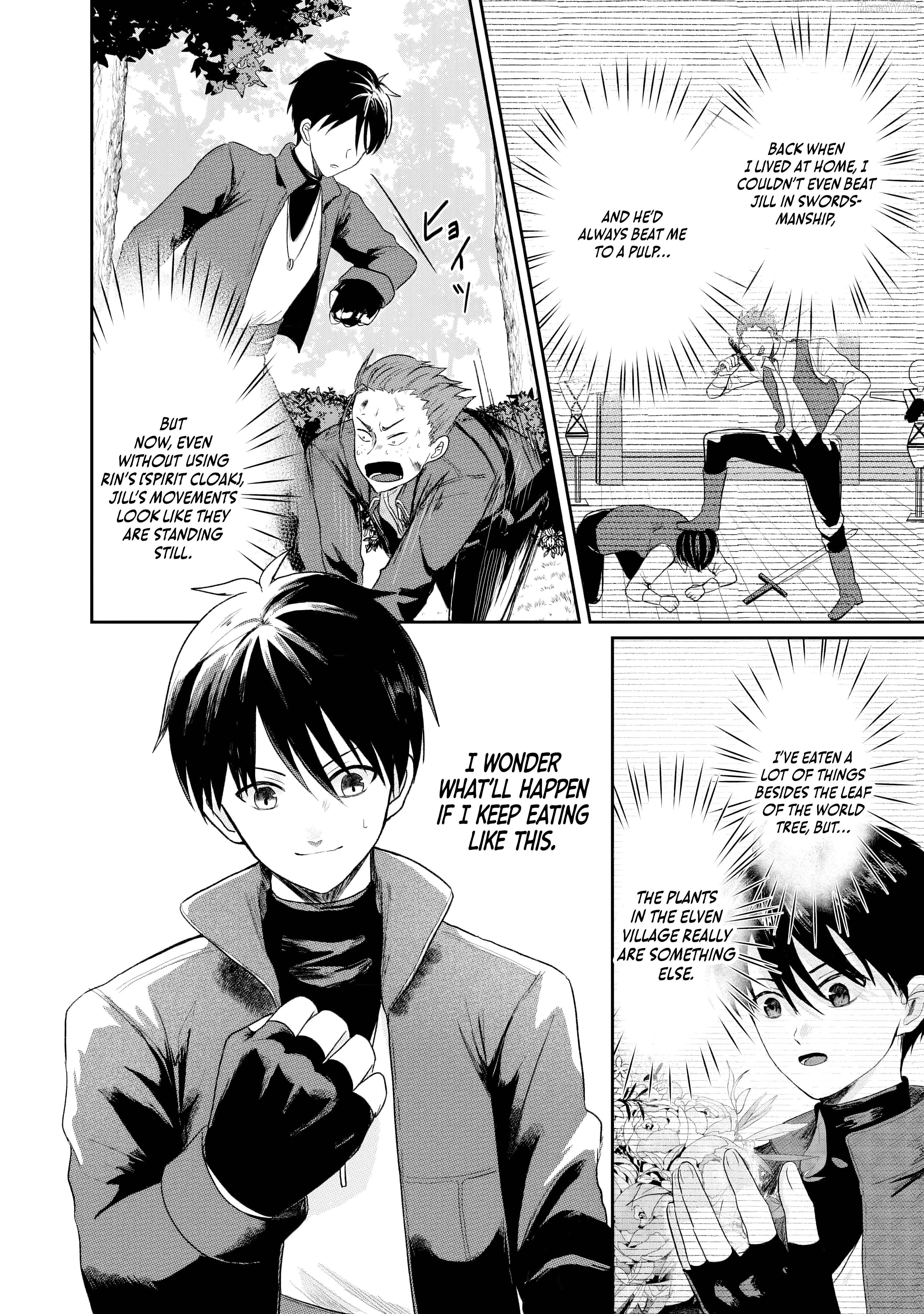 "Sono Hen no Kusa demo Kuttoke" to Tsuihou Sareta Munou Skill [Shokubutsugui] Mochi Tenseisha, Elf no Sato de Maboroshi no Shokubutsu o Tabete Musou Suru Chapter 9 page 8