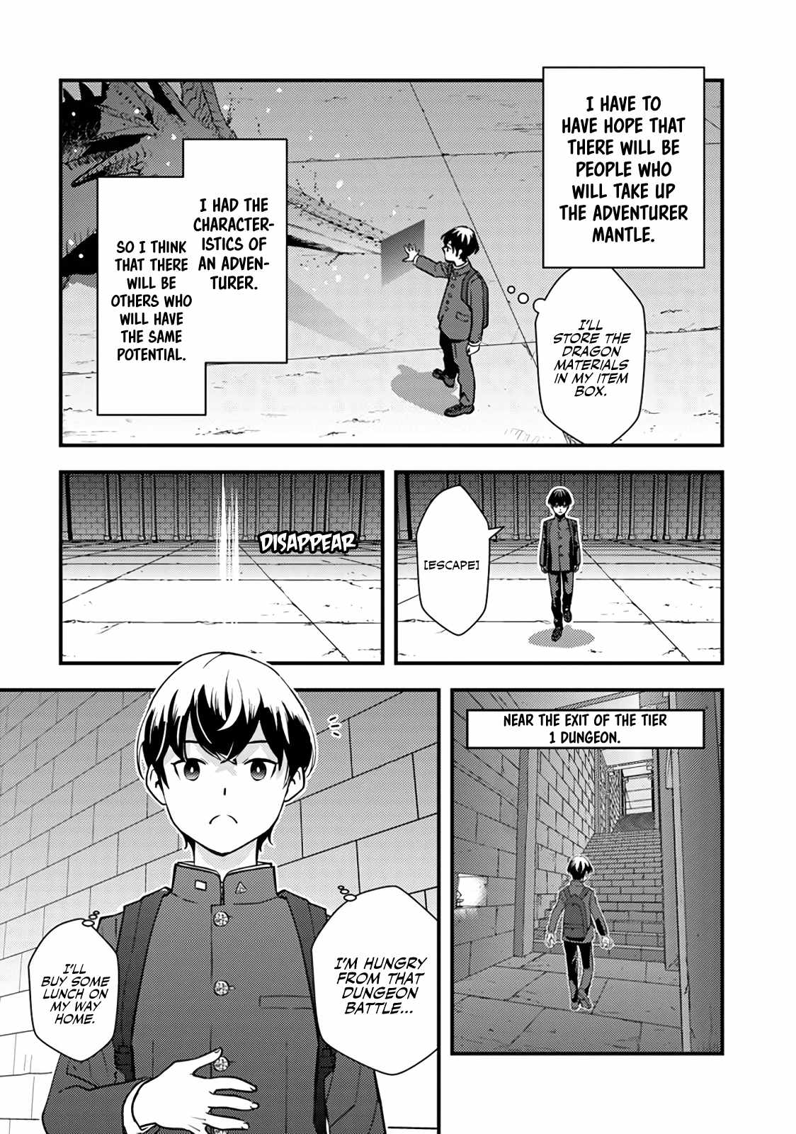 The hero returns from another world, becomes an influencer, and earns money in the real world, where dungeons have appeared! Chapter 1 page 64