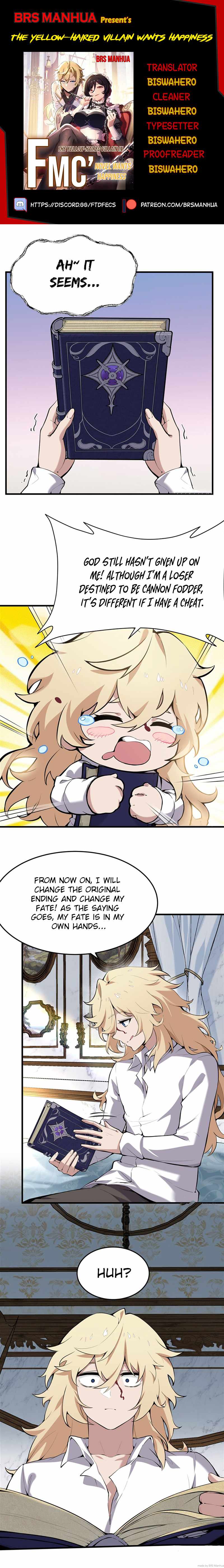The Yellow-haired Villain in Female Main Character's Novel wants Happiness Chapter 2 page 1